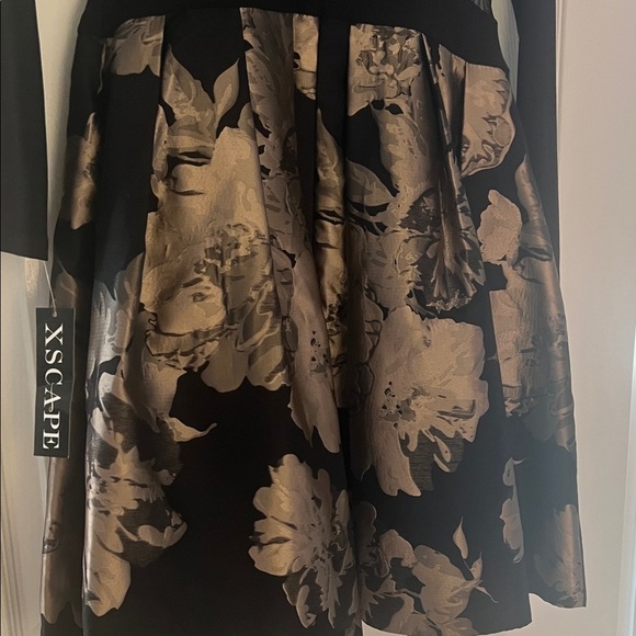 Xscape Black and Gold Long Sleeve Dress - Picture 7 of 12